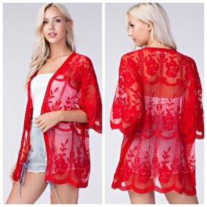 🆕Red lace kimono, gorgeous